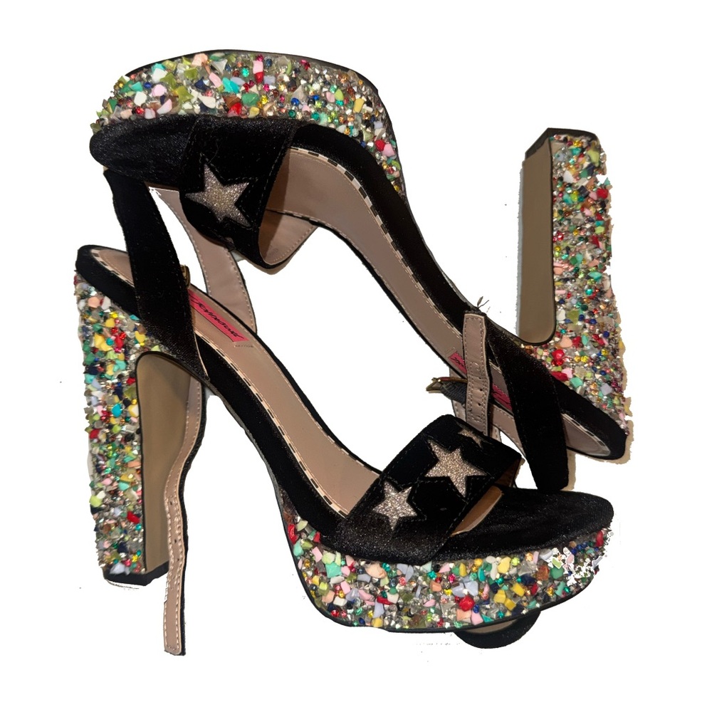 Betsey Johnson Black Star Embellished Platform Heels